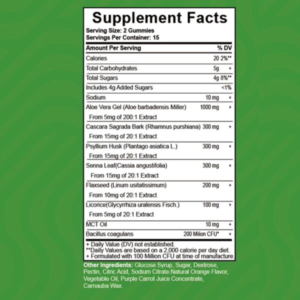 Etiqueta frontal gomitas Candida Cleanse fórmula natural y probióticos