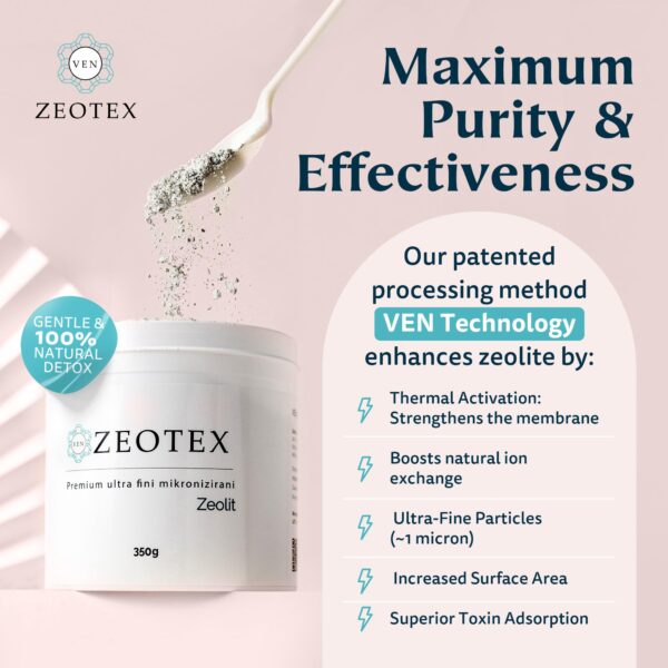 Polvo Zeolita Zeotex para pH balance y salud de órganos