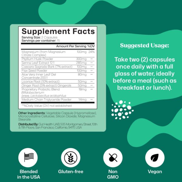 Caja y cápsulas sobre fondo blanco