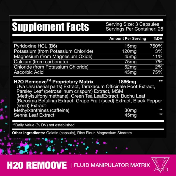 Etiqueta frontal Project AD H2O Remoove suplemento para físico vascular