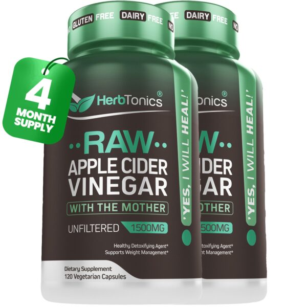 Cápsulas veganas de vinagre de sidra de manzana Herbtonics 1500 mg