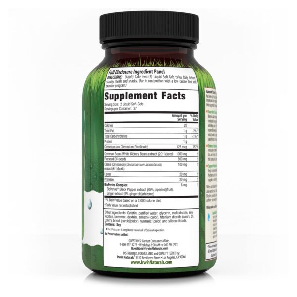 Cápsulas blandas de Irwin Naturals para neutralizar carbohidratos.