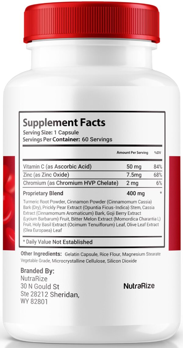 Detalle de cápsulas NutraRize Super Flow Glycogen con ingredientes naturales