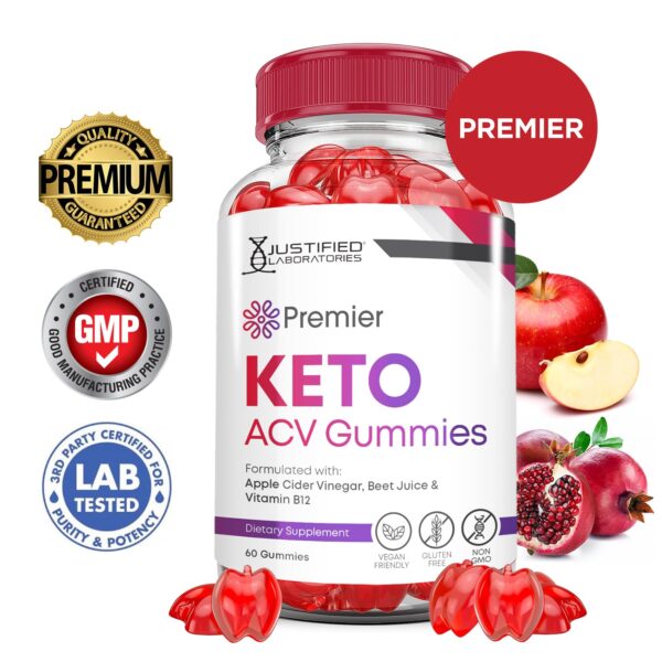 Gomas Premier Keto ACV bote con ingredientes naturales