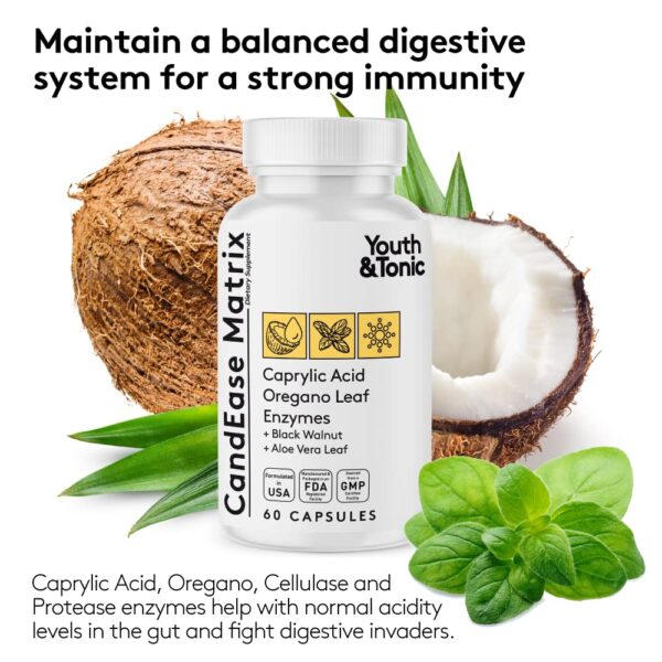 Detalle cápsula vegetal Youth & Tonic salud intestinal con hierbas