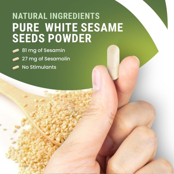 Detalle cápsulas de extracto de sésamo para salud hepática