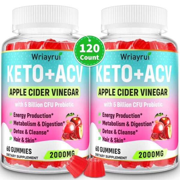 Gomitas Keto ACV Wriayrui 120 unidades paquete frontal