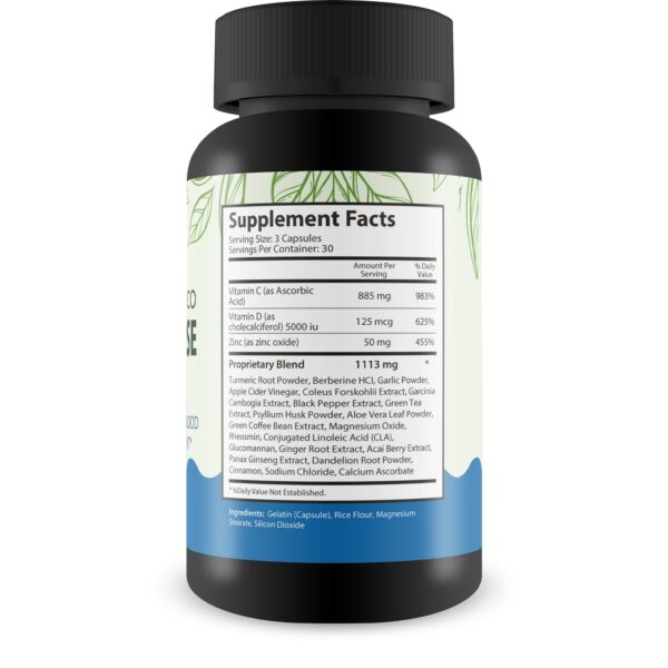 Cápsulas Pro Gluc Té Detox en envase para uso diario