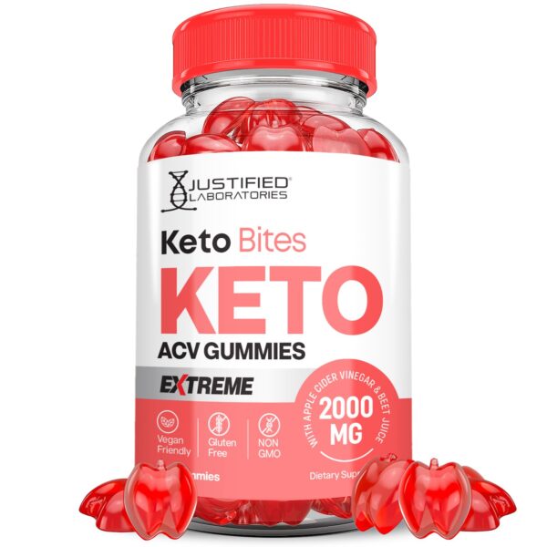 Gomitas Keto Bits Keto ACV paquete frente color rojo