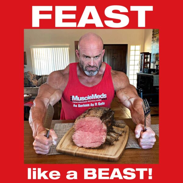 Información nutricional en botella MuscleMeds Feast Mode