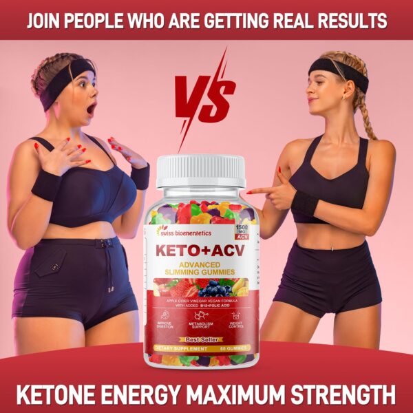 Vista superior frasco gomitas keto vinagre manzana swiss bioenergetics