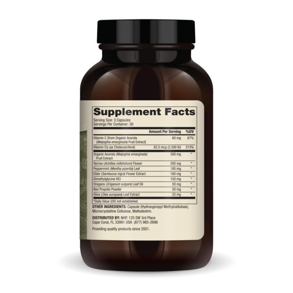 Detalle etiqueta suplemento Dr. Mercola Herbal Immune Support