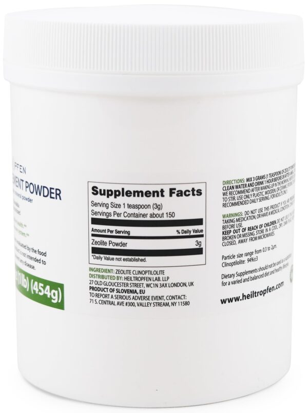 Polvo zeolita heiltropfen envase 1 libra para detox