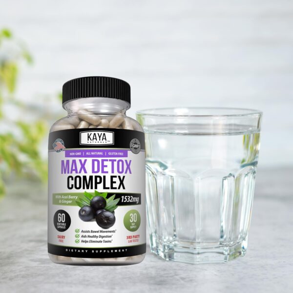 Botella suplemento Kaya Naturals Max Detox 60 cápsulas naturales