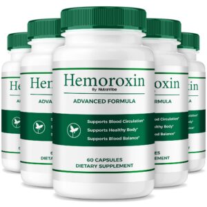 Hemoroxin NutraVibe cápsulas frente a la botella Hemoroxin NutraVibe cápsulas frente a la botella