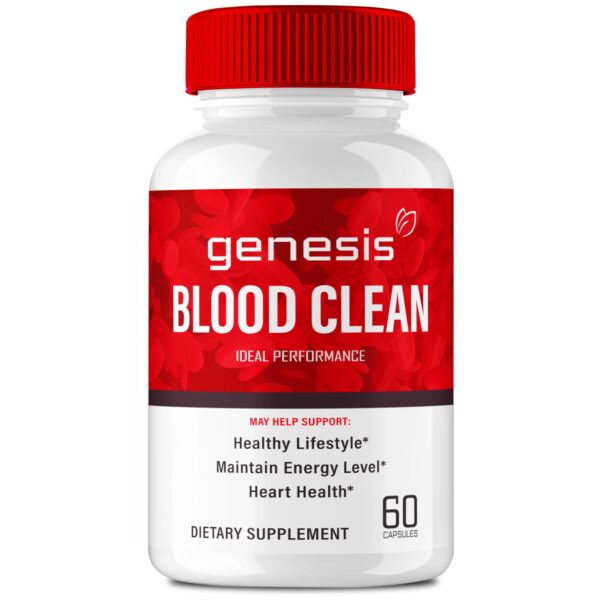 Frasco Genesis Blood Clean cápsulas suplemento vascular