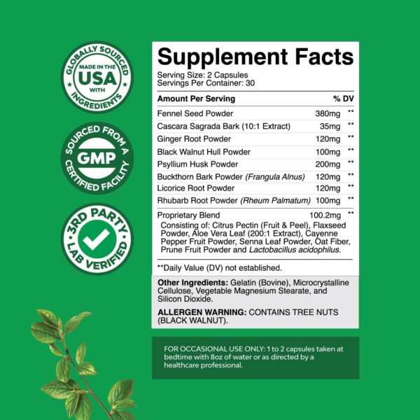 Envase de suplemento detox para colon Natures Craft