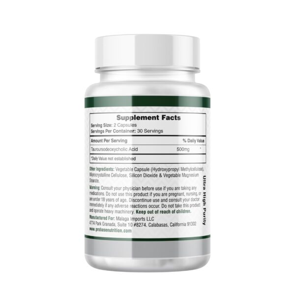 Botella frontal Probase Nutrition TUDCA para desintoxicación y reparación hepática