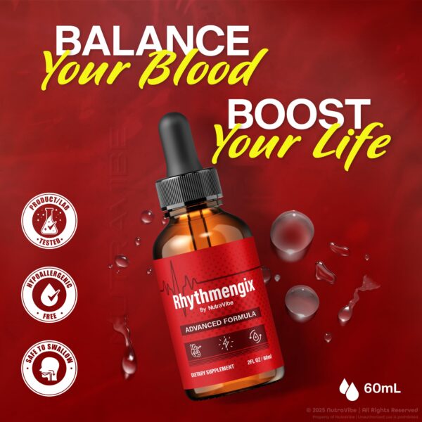 Etiqueta NutraVibe Rhythmengix Gotas