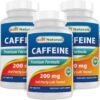 Best Naturals cafeína 200mg frasco frontal paquete 3