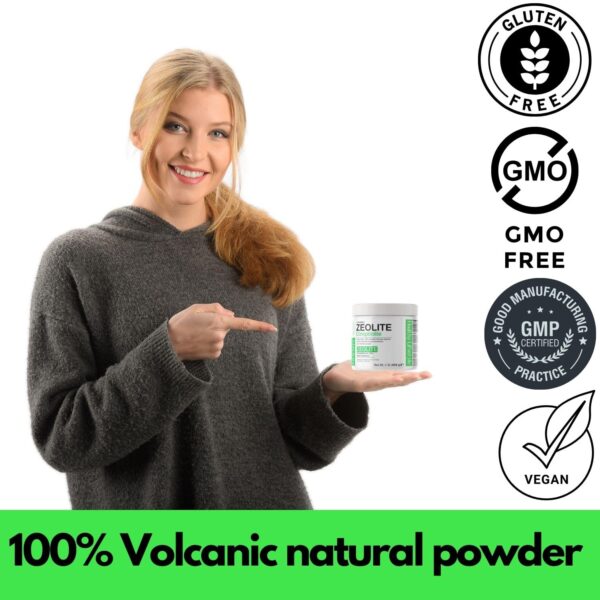 Paquete de polvo de zeolita aromel vista lateral