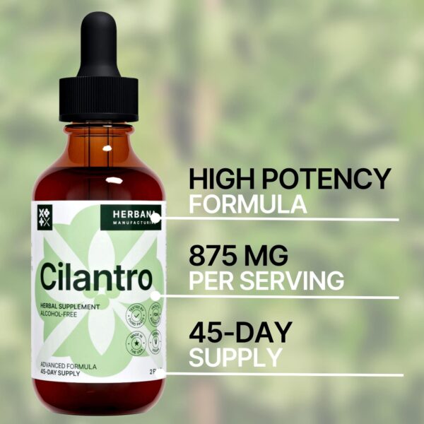Envase gotas extracto de cilantro para bienestar y energía