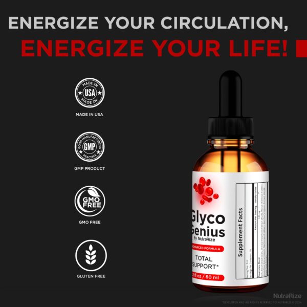 Empaque Glyco Genius gotas líquidas 2 frascos para bienestar