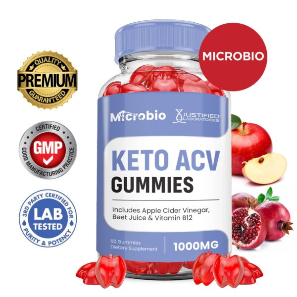Paquete gomitas keto acv microbio ingredientes naturales veganas