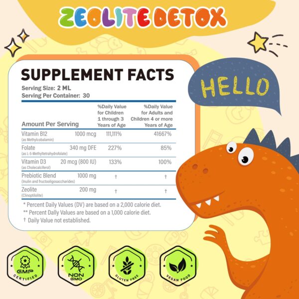 Envase gotas zeolita con vitaminas b12 folato d3