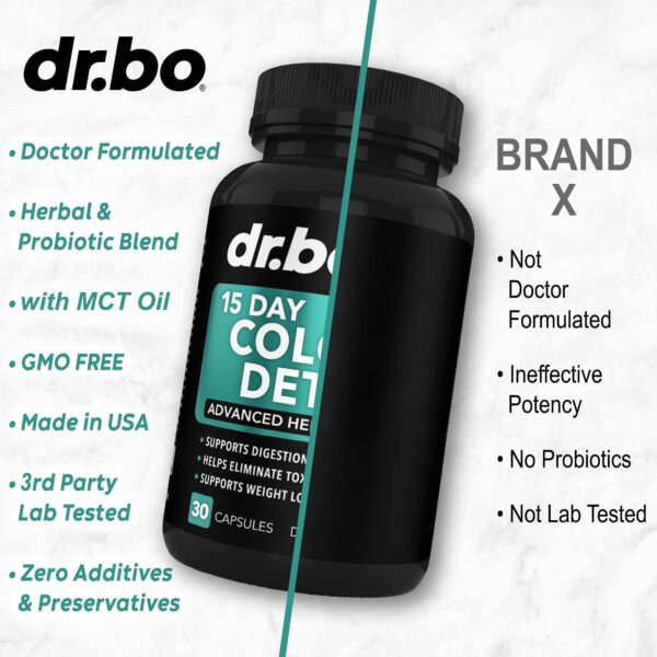 Suplemento Colon Cleanser detox natural con fibra y probióticos Dr. Bo