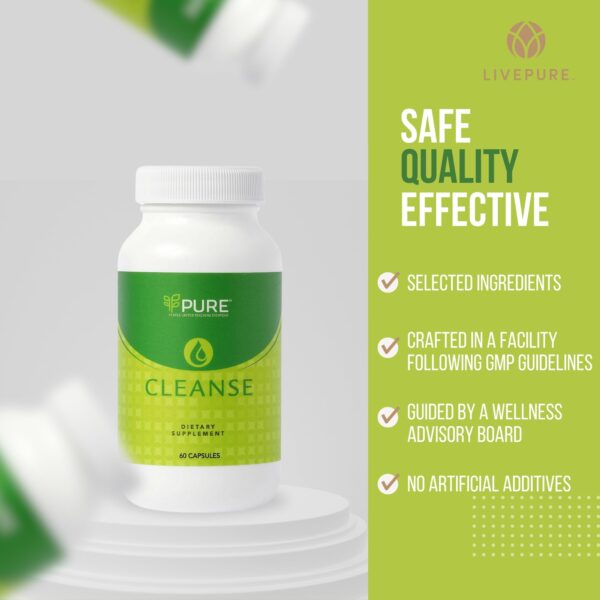 Detalle del envase PURE Live Cleanse con información del producto