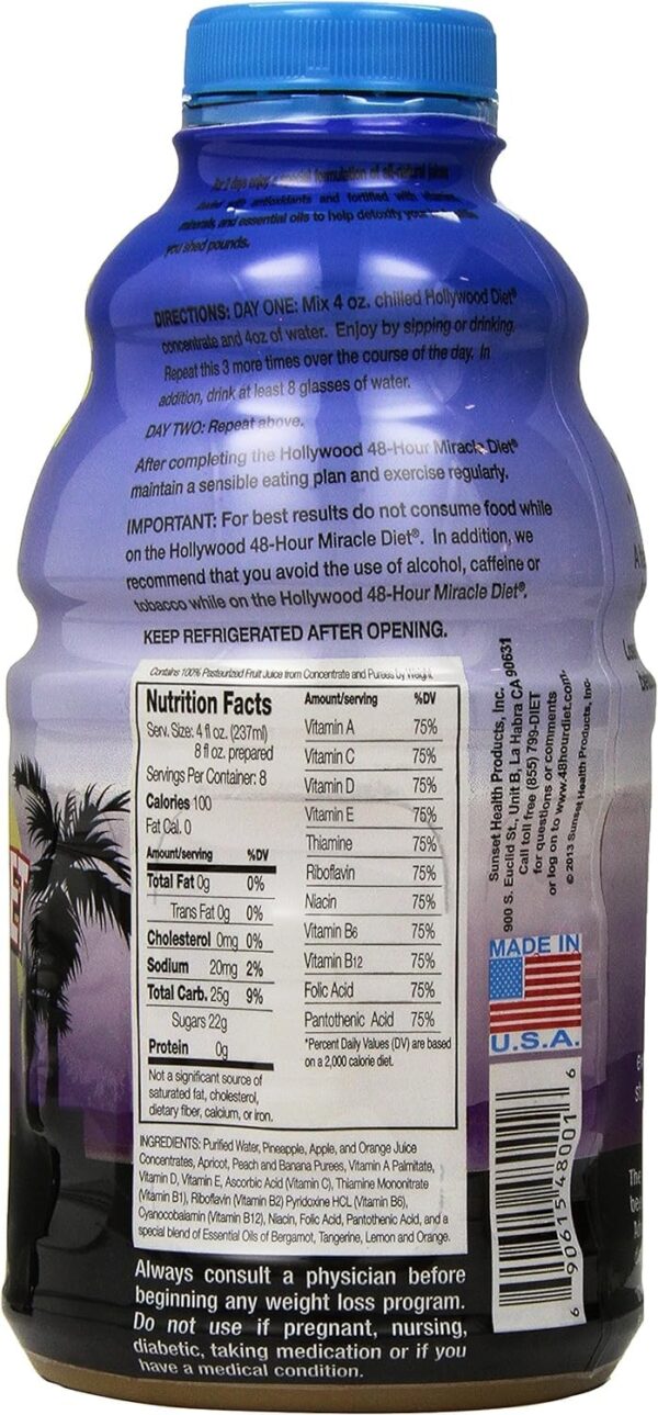 Jugo detox 48 horas Hollywood Diet con ingredientes naturales