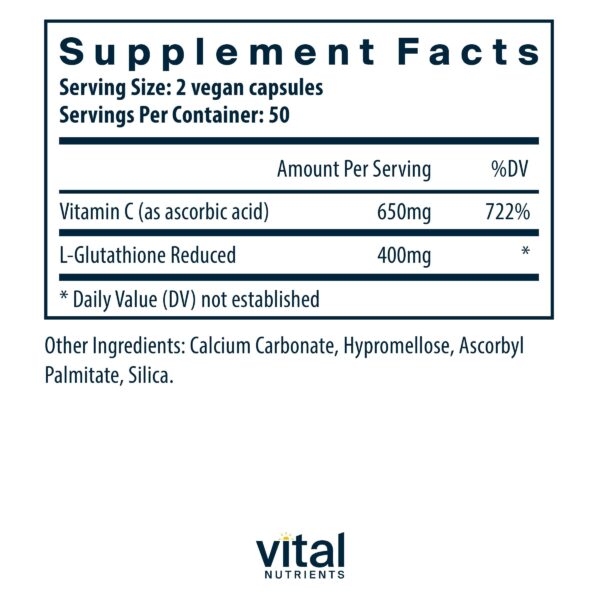 Etiqueta suplemento glutatión detoxificación hepática Vital Nutrients