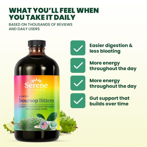 Botella de Soursop Bitters líquido orgánico para energía