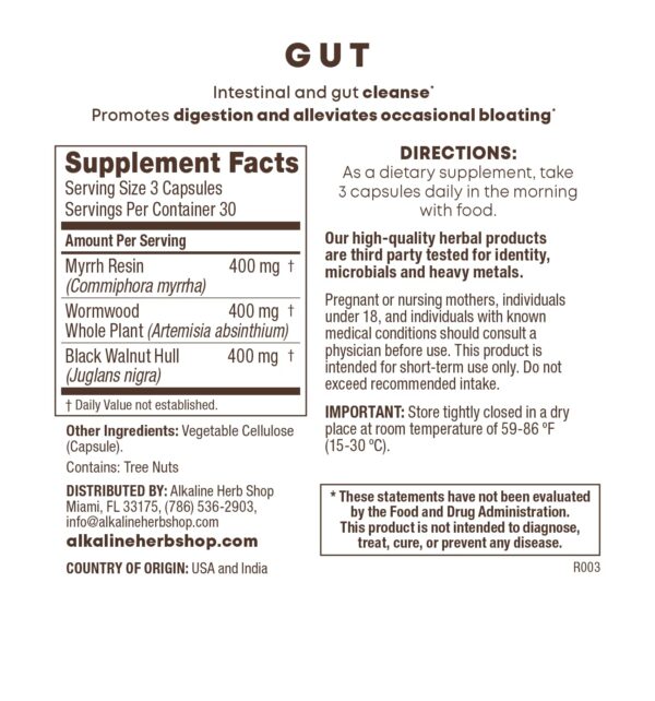 Suplemento intestinal Alkaline Herb Shop 90 cápsulas naturales