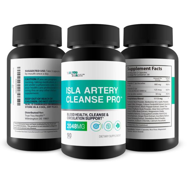 Frasco Isla Artery Cleanse Pro soporte natural circulación sanguínea