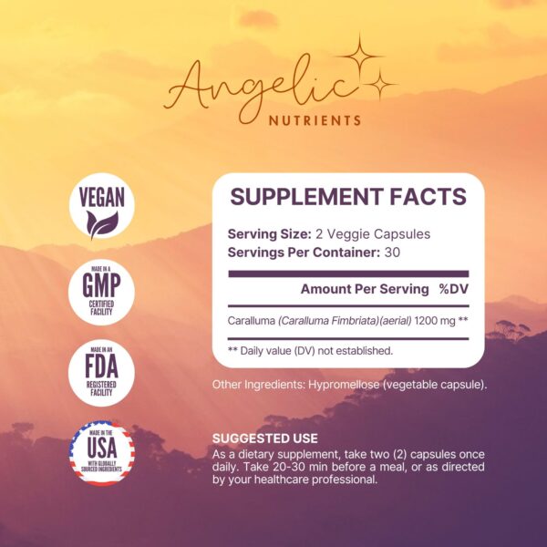 Etiqueta frontal del producto Caralluma Fimbriata