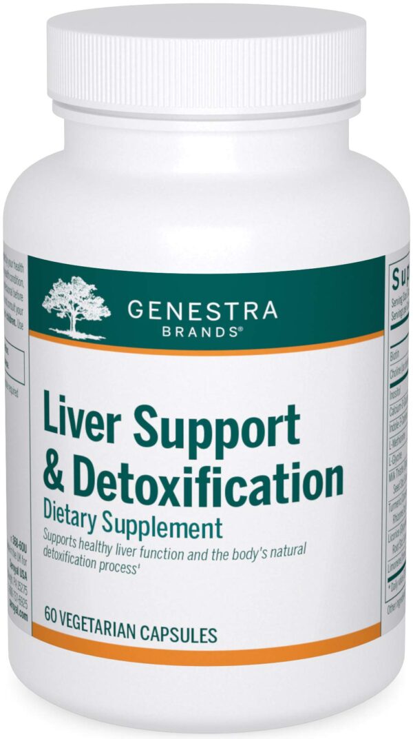 frasco cápsulas apoyo hígado desintoxicación genestra brands