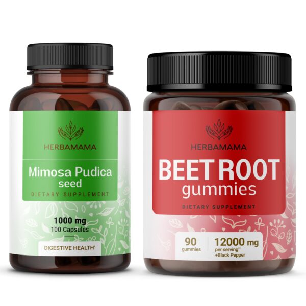 Kit HERBAMAMA Mimosa Pudica y gomitas de remolacha sabor fresa