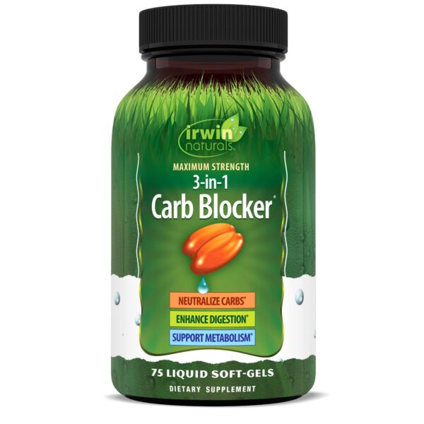 Frasco de Irwin Naturals Bloqueador de carbohidratos 3-en-1.