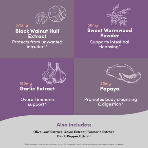 Envase frontal de ParaCleanse suplemento con cúrcuma y papaya