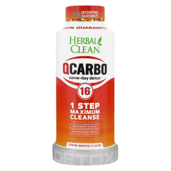Herbal Clean QCarbo16 bebida detox fresa mango botella frontal