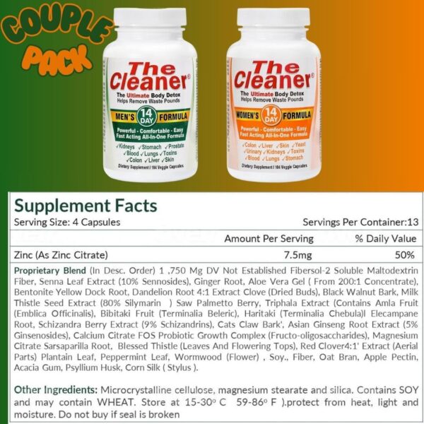 Serie de cápsulas detox para 14 días mujeres