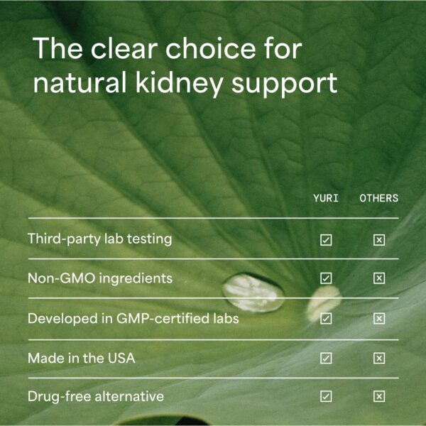 Frasco de suplemento Yuri Care para apoyo renal y desintoxicación