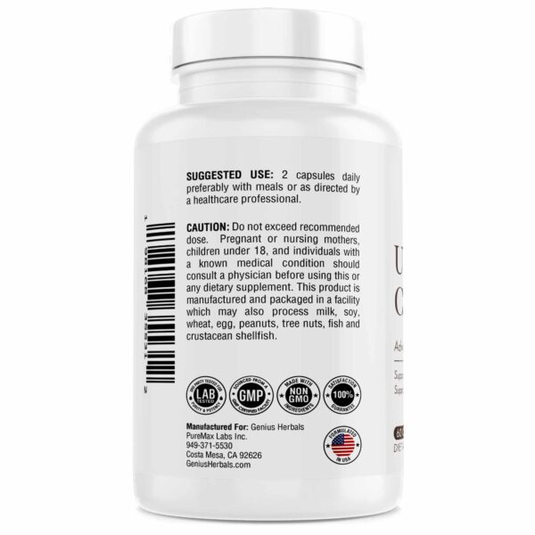 Detalle cápsulas fórmula herbal avanzada ácido úrico