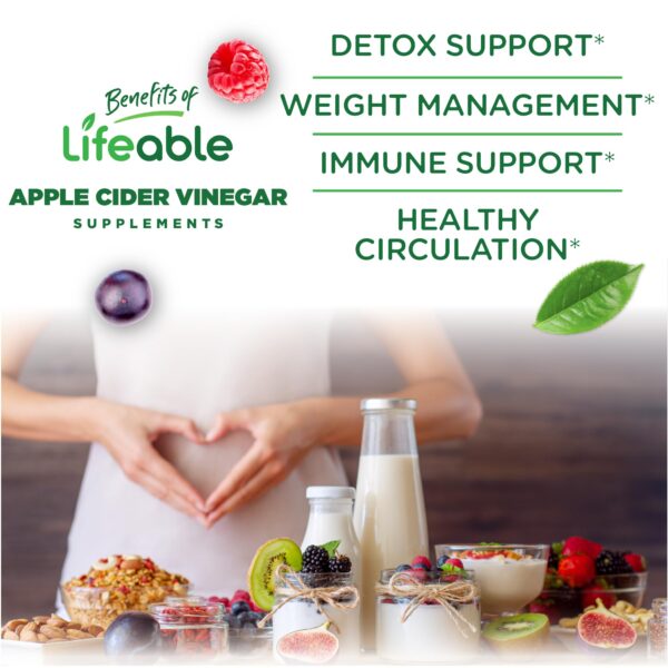 Gomitas de vinagre de manzana Lifeable dosis 1000 mg para detox