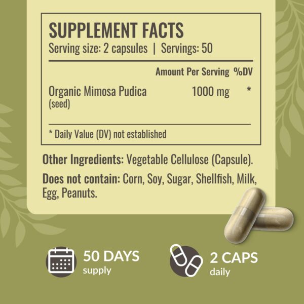 Cápsulas veganas Herbamama Mimosa Pudica para salud intestinal