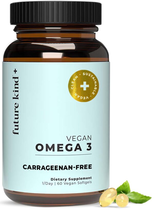 Frasco de Omega 3 vegano Future Kind en vidrio