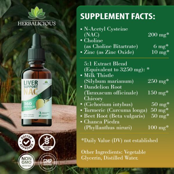 Suplemento líquido hepático natural Liver Support NAC 4oz