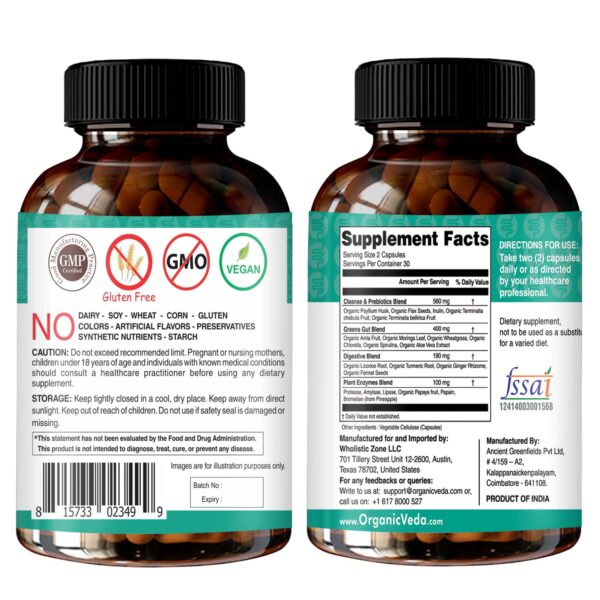 Frascos suplementarios BeUslim Super Greens limpieza colon digestivo